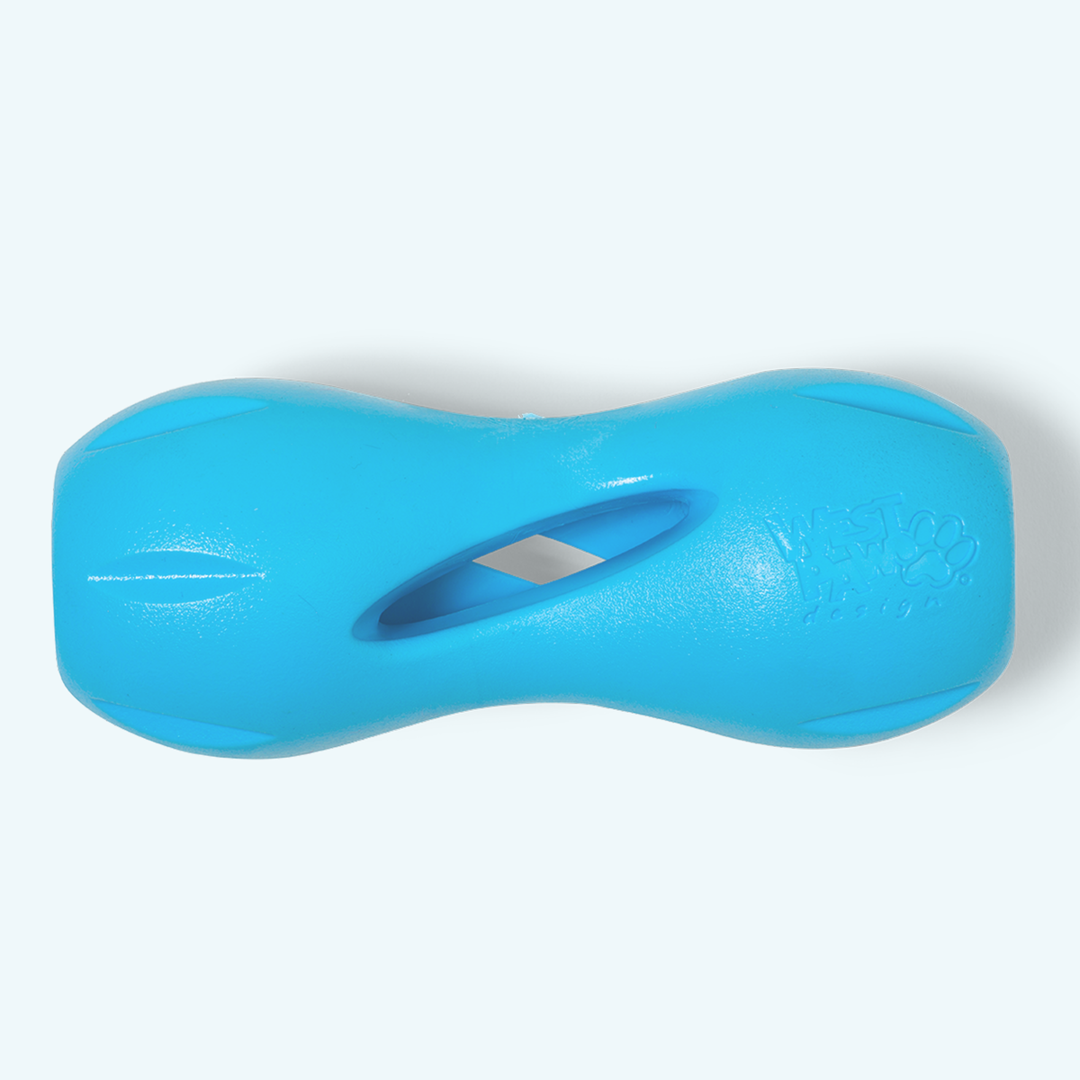 Aqua blue West Paw Qwizl treat-extending puzzle toy