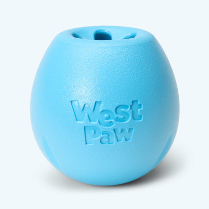 Large aqua West Paw Rumbl puzzle toy